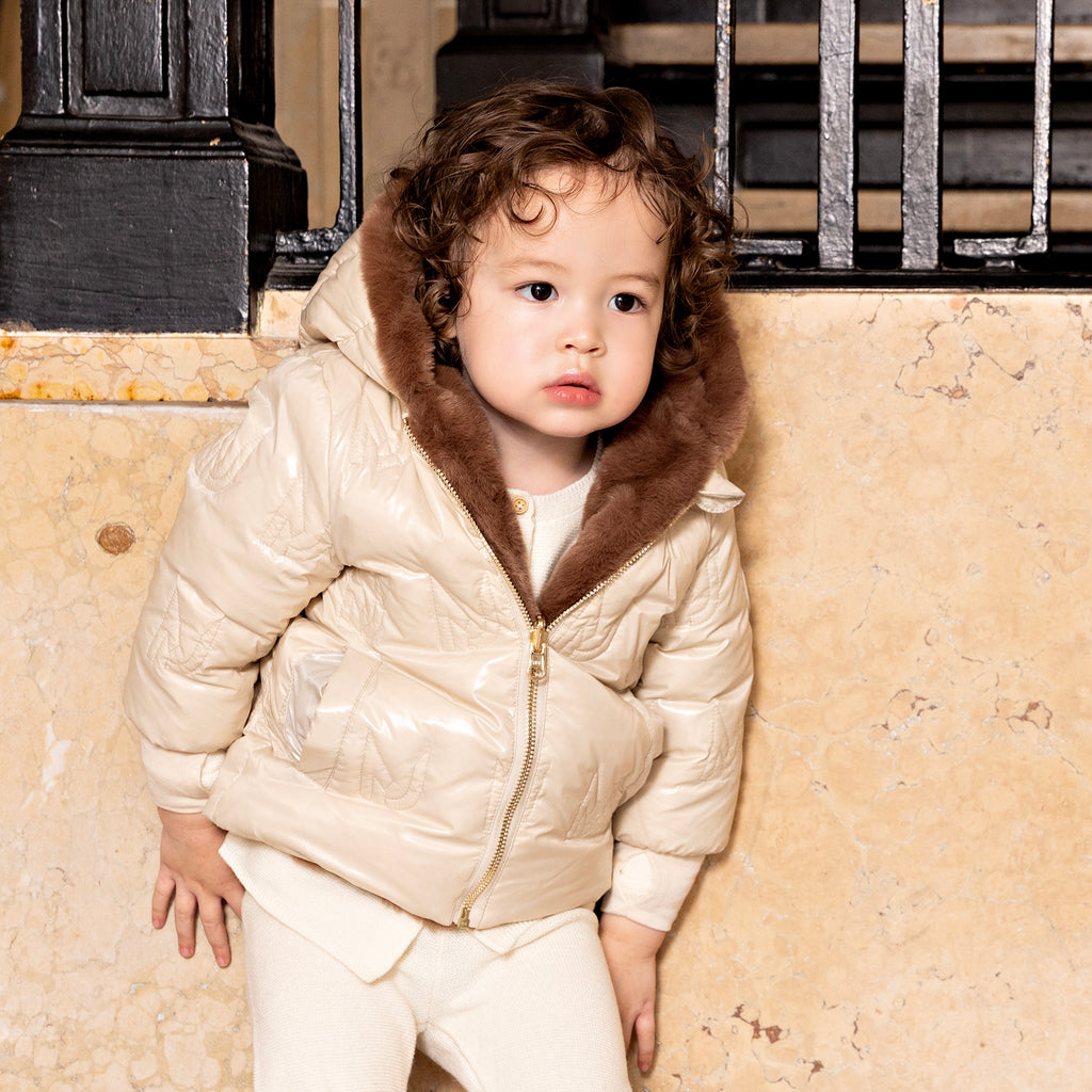 White Print Reversible Coat by Manteau Jr.