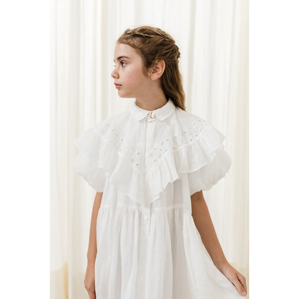 Petite Amalie Off White Linen Shawl Collar Dress