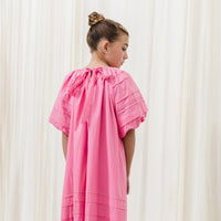 Pink Label By Petite Amalie Fuchsia Pleated Voile Smock Dress