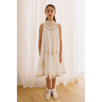 Petite Amalie White/Natural S/less Doily Midi Dress