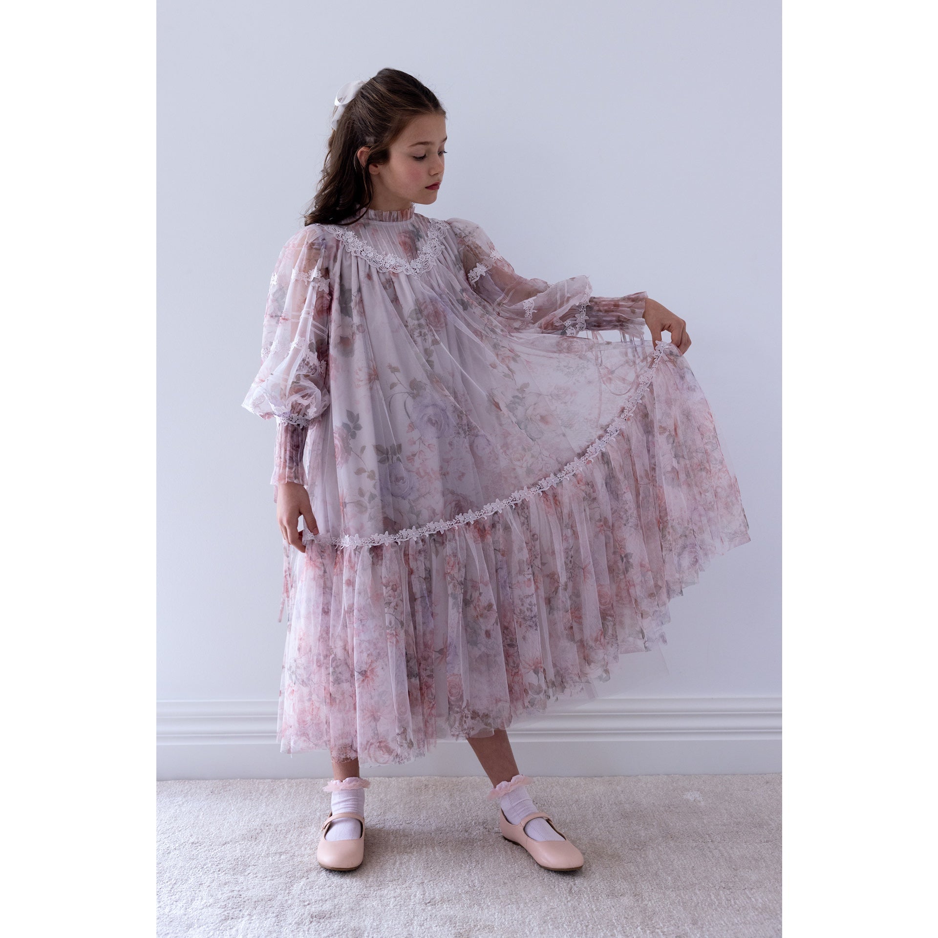 print tulle dress Petite Amalie Fantasy Printed feminine and dainty color:YELLOW - GOLD Riviera Crochet Dress Synthetic Leather