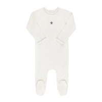 Ely's & Co Embroidered Heart and Star Collection- Star/Ivory - Footie