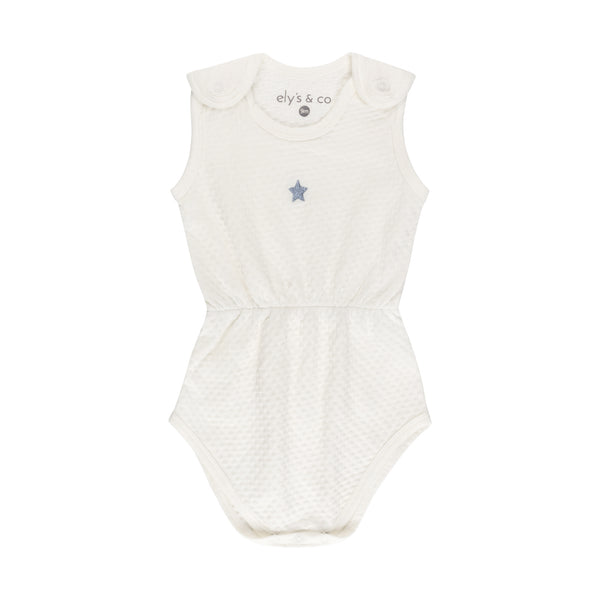 Ely's & Co Embroidered Heart and Star Collection- Star/Ivory - Romper