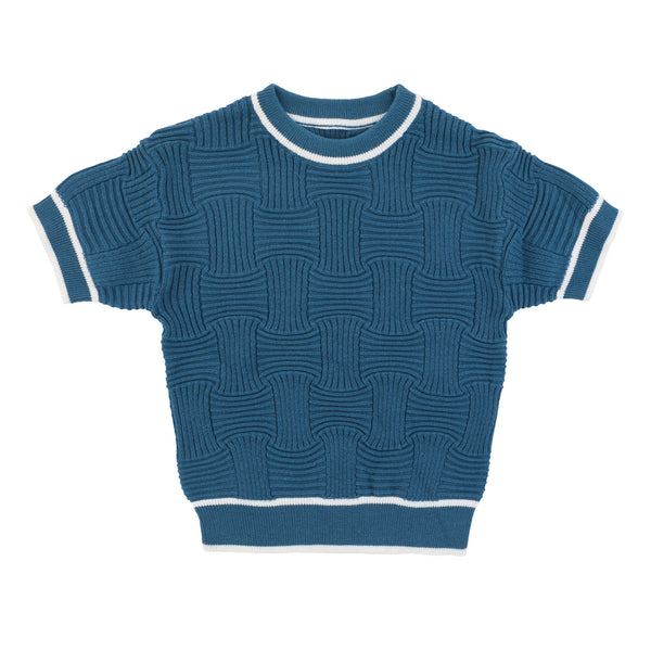 Rompp Square Weaved Knit Short Sleeve Sweater