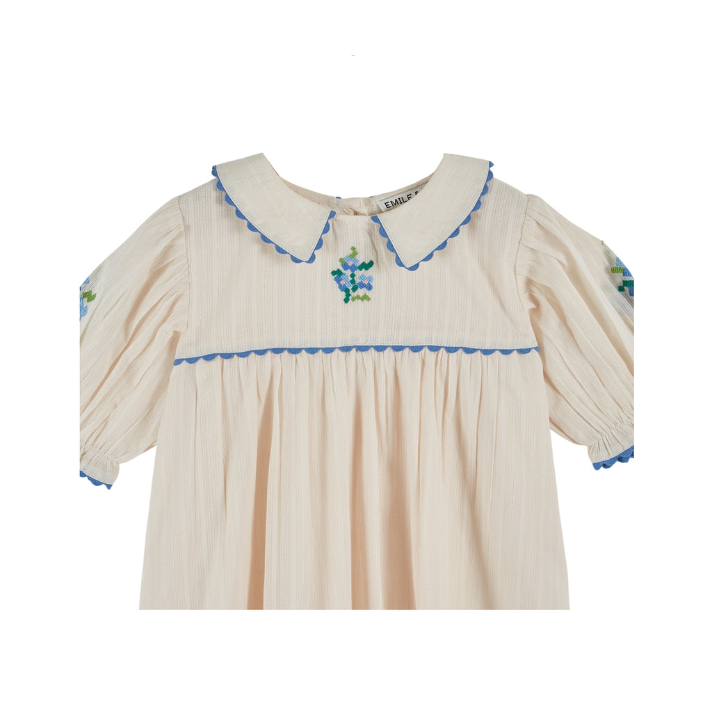 Emile Et Ida Embroidered Dress (AD074) - Creme | Buttons Bebe