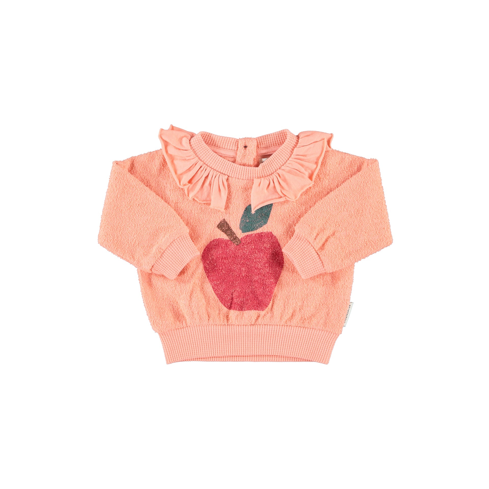 Piupiuchick Pink Sweatshirt with Collar and Apple Print- Baby