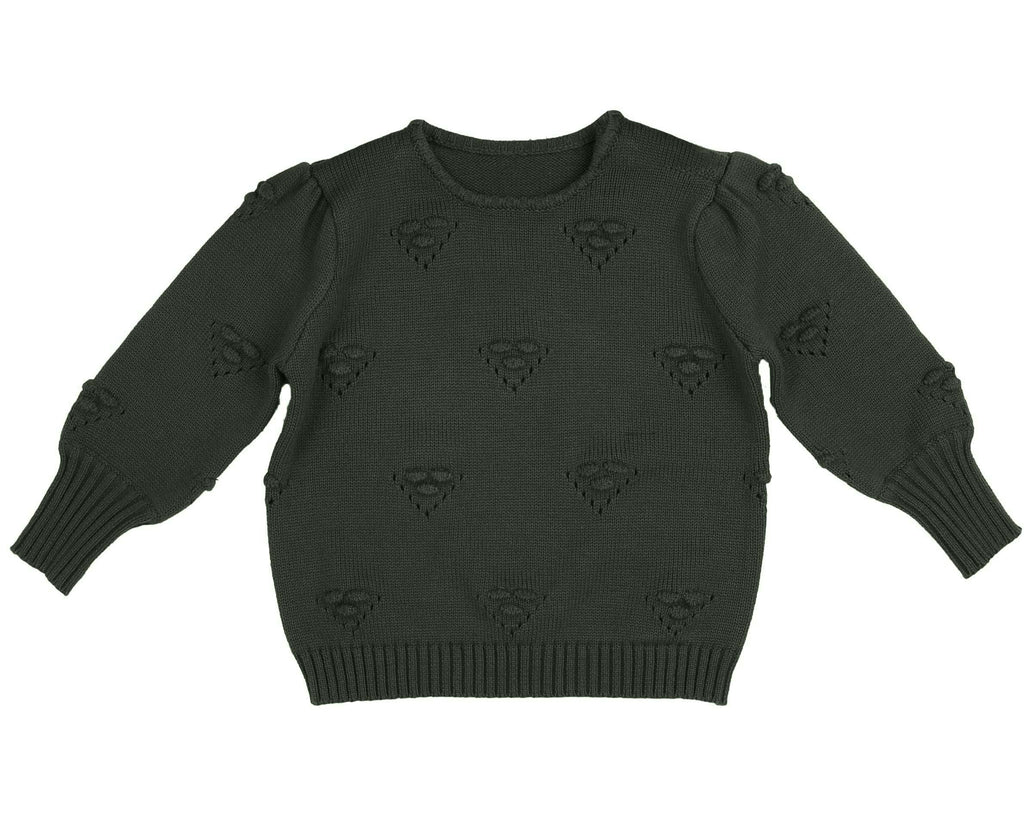Belati Forest Green Bubble Detail Knit Top (BKN484) | Buttons Bebe Belati Forest Green Bubble Detail Knit Top (BKN484) | Buttons Bebe
