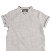 Belati Light Blue V Neck Striped Shirt (BSH590)