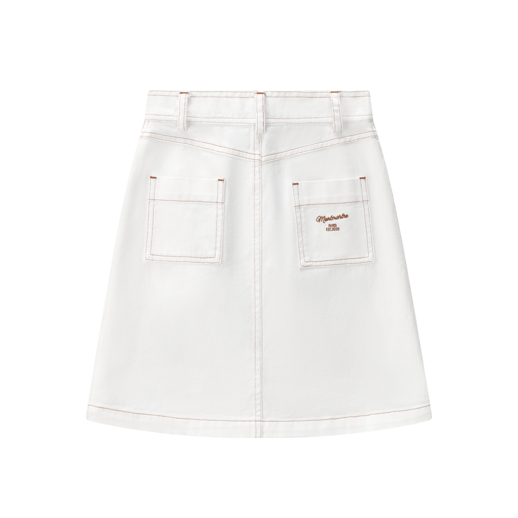 Coco Blanc White Denim Skirt (Pocket In Back) | Buttons Bebe