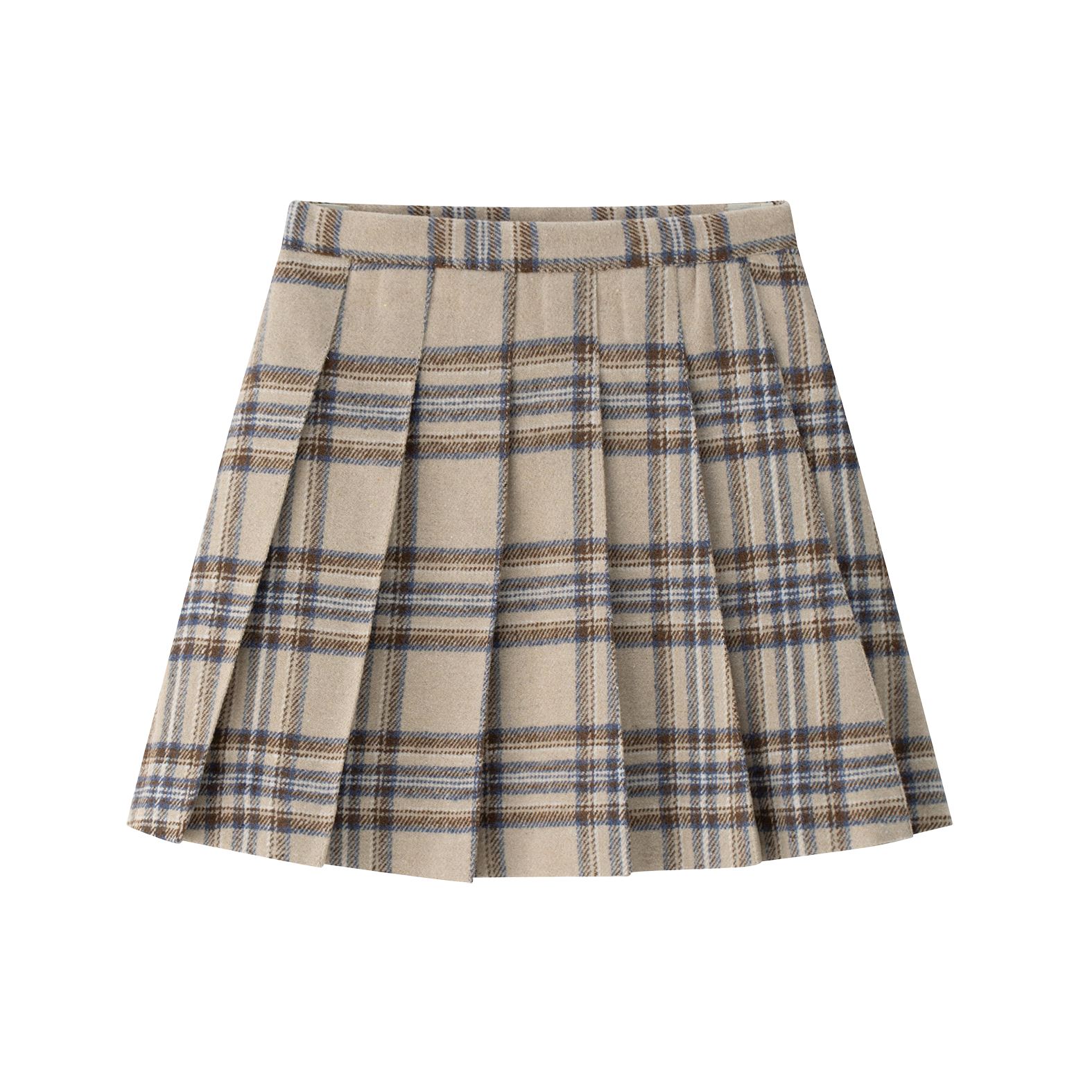 Coco Blanc Pleated Plaid Skirt - Blue Plaid CB4030