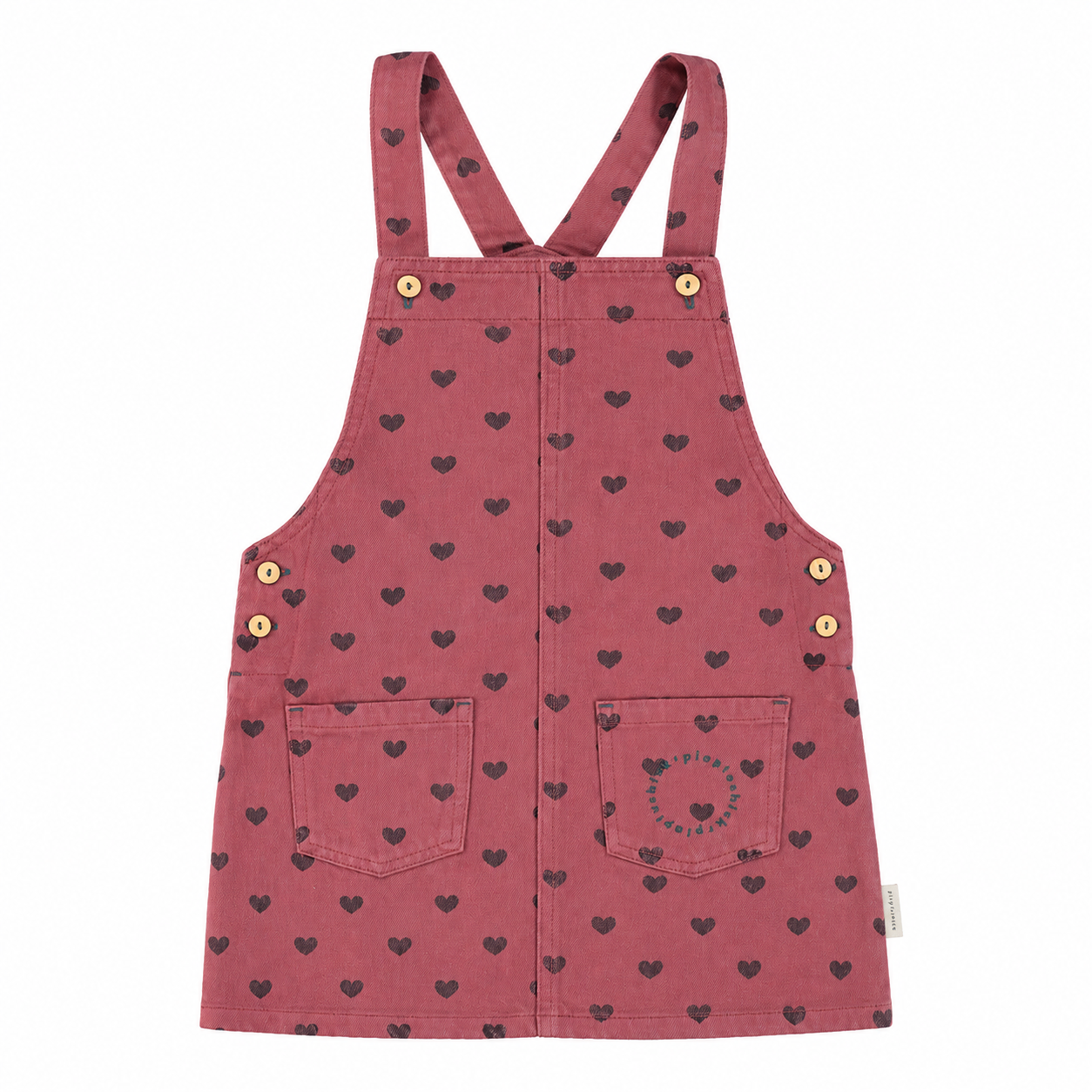 Piupiuchick Pink Knee-Length Strap Dress with Black Hearts