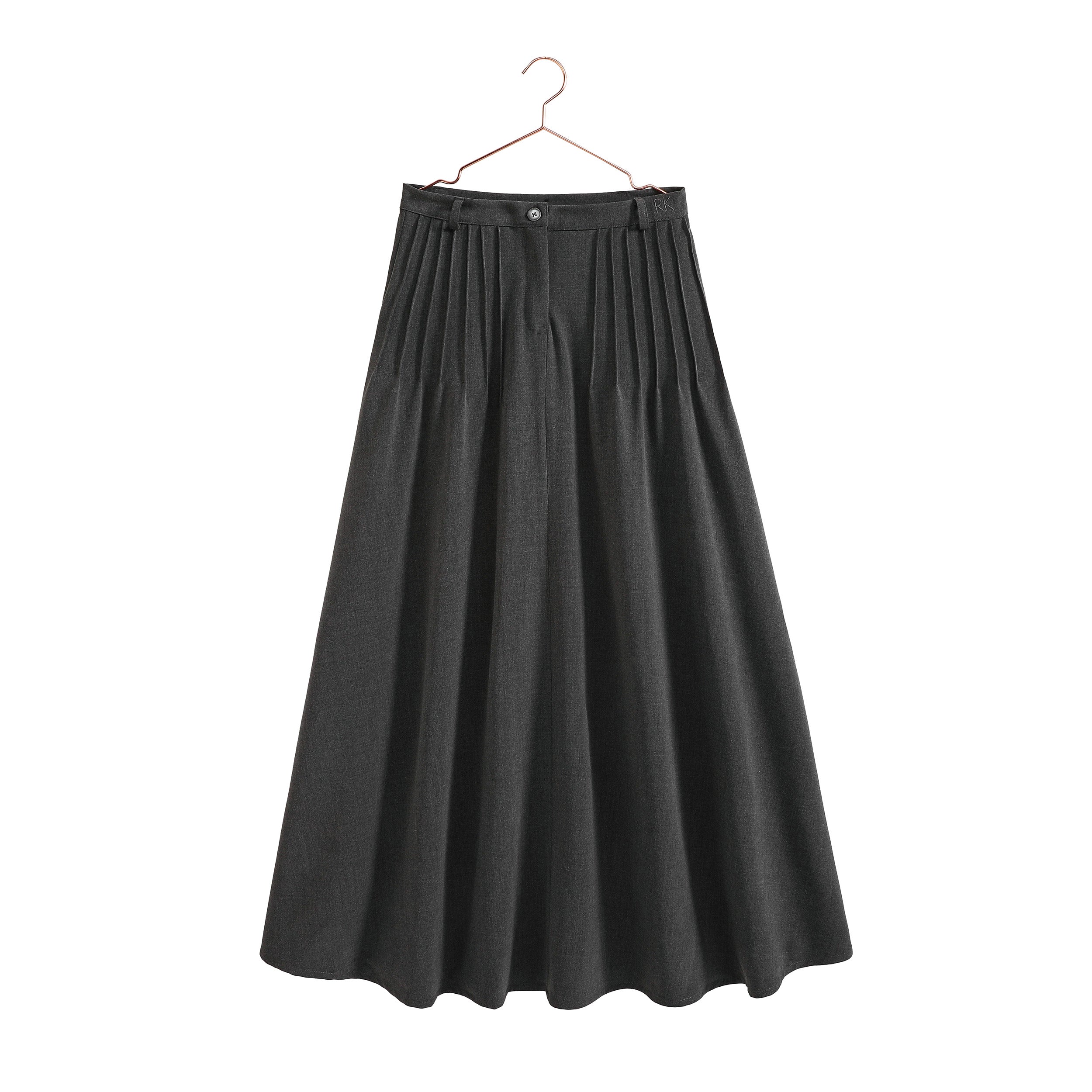 Retro Kid Emerson Gathered Pleats Maxi Skirt - Gray