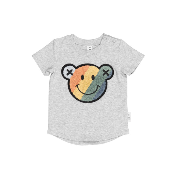 Huxbaby Grey Marle Smiley Rainbow T-Shirt