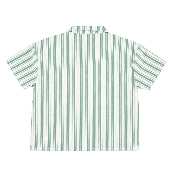 Piupiuchick White w/ Large Green Stripes Hawaiian Shirt