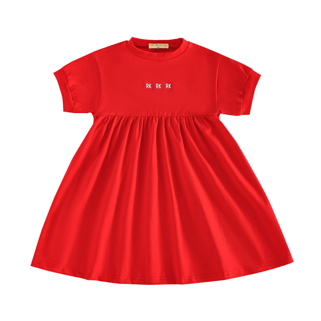 strapless open back dress RetroKid Red Hollis Rk Logo Hi-Waist Tshirt Dress