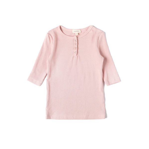 Anecdote Pink Ribbed Three Quarter Sleeve Henley (RR2447)
