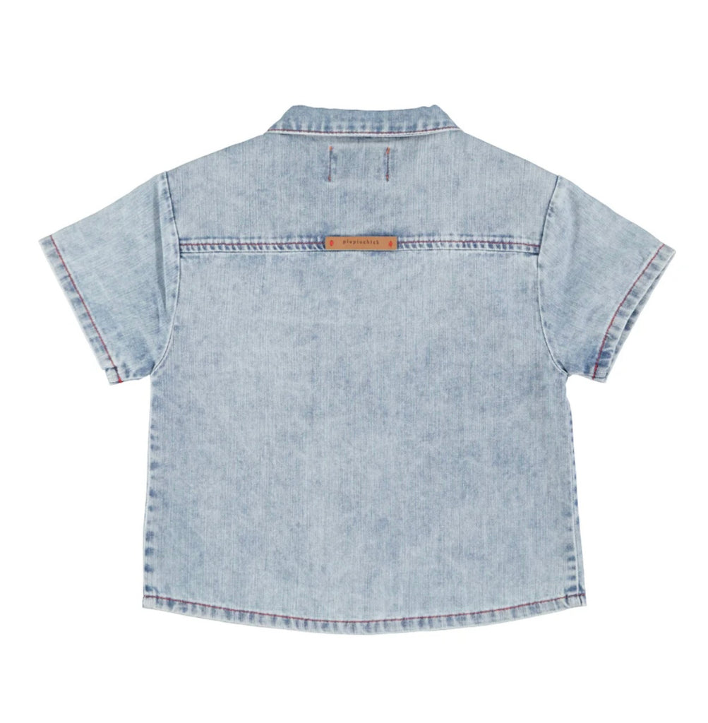 Piupiuchick Blue Light Denim Hawaiian Shirt | Buttons Bebe