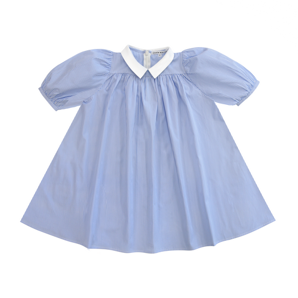 Little Parni Blue Stripe Girl's Collar Dress (K401)