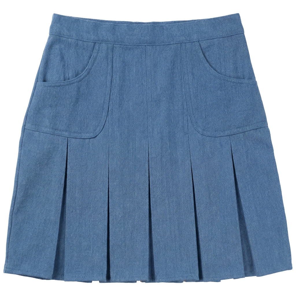 Kix Denim Denim Box Pleat Skirt K7440 | Buttons Bebe