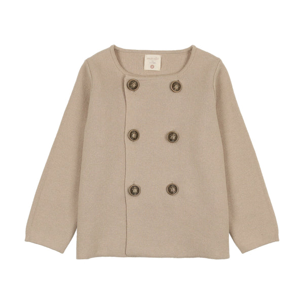 Analogie By Lil Legs Knit Double Breasted Blazer Taupe