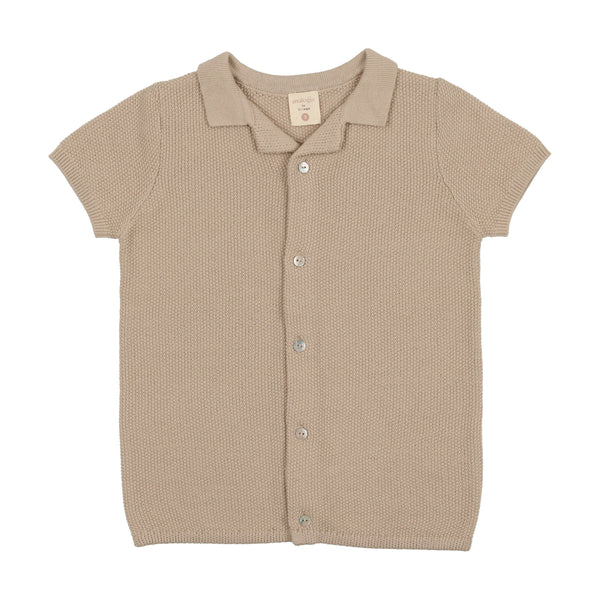 Analogie By Lil Legs Knit Grandpa Shirt Taupe