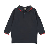 Analogie By Lil Legs Long Sleeve Polo Off Navy