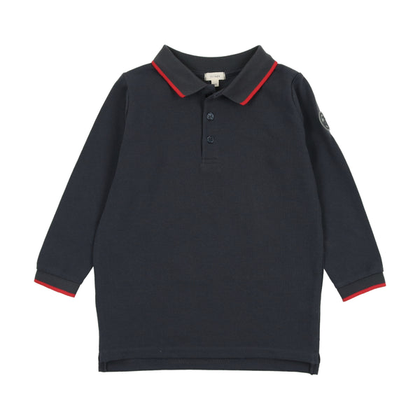 Analogie By Lil Legs Long Sleeve Polo Off Navy