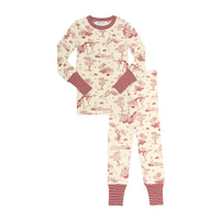Little Parni Ivory/Red Kids Toile Pajamas- Large Print (PJ65)