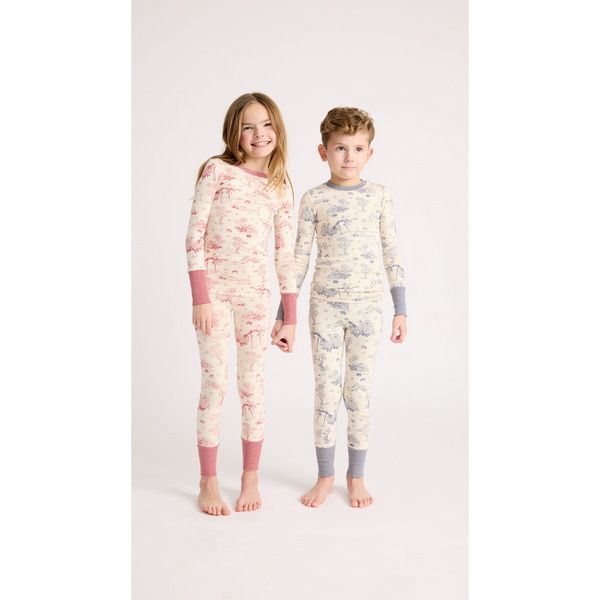 Little Parni Ivory/Navy Kids Toile Pajamas- Large Print (PJ65)