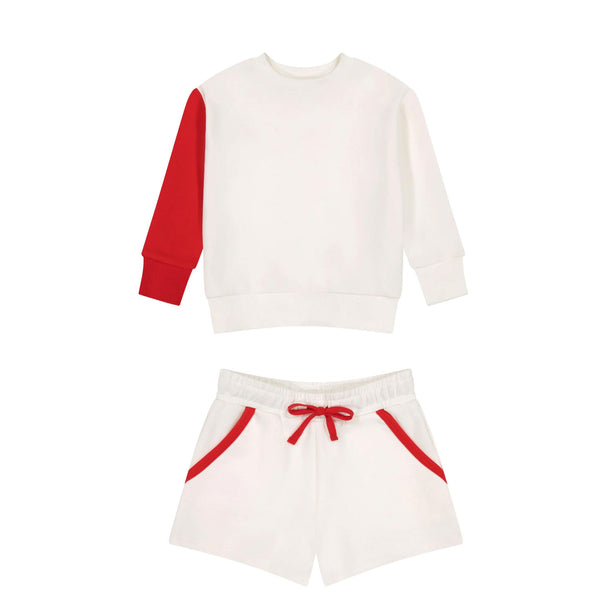 Zeebra Kids Ivory/Crimson Sweatshirt Set Boy