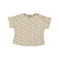 Tocoto Vintage Off White Baby Openwork T-Shirt With Hearts