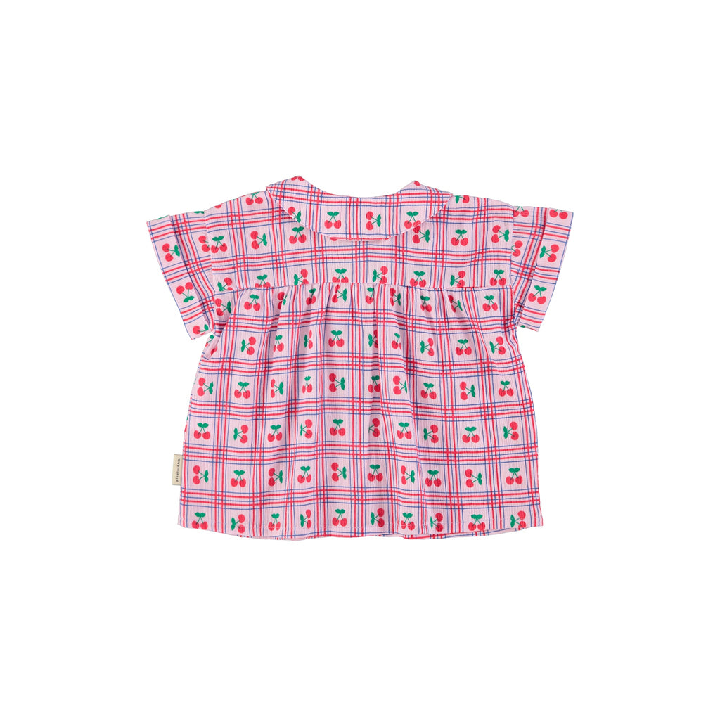 Piupiuchick Lilac W/ Cherries Allover Peter Pan Collar Shirt