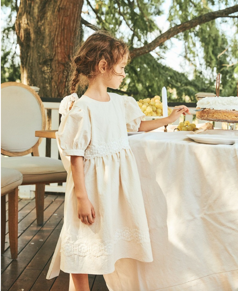 bebe floral lace dress Lace Leaf Baby Dress 0-18M | Muslin Cotton main image 1