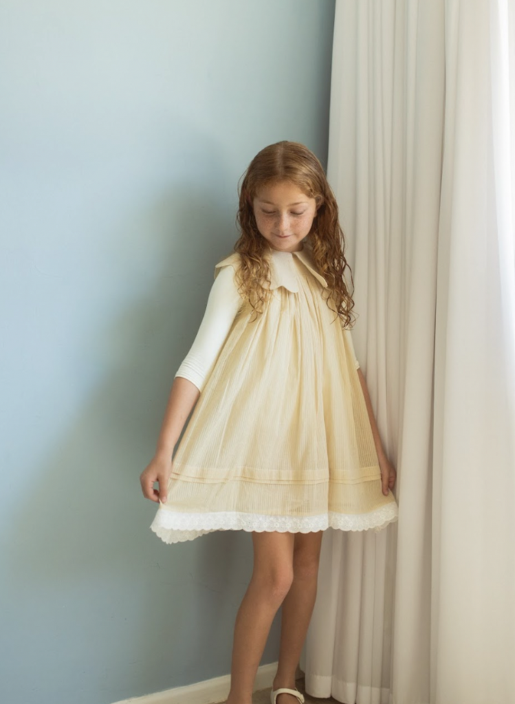 Belati PINK STRIPED SCALLOP COLLAR DRESS (BDR216)- No Sleeves