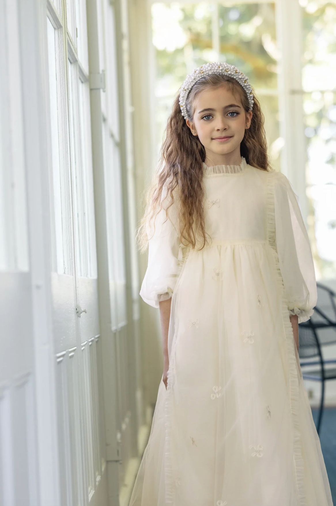 ivory dress girls Gowns By Little Tempest Lace Pinafore Gown white flower girl dresses