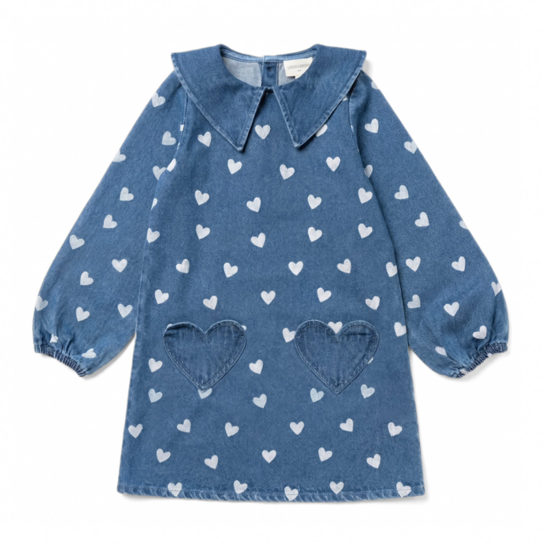 Louis Louise Dress Odile Long Denim Heart Blue (covers the knee)
