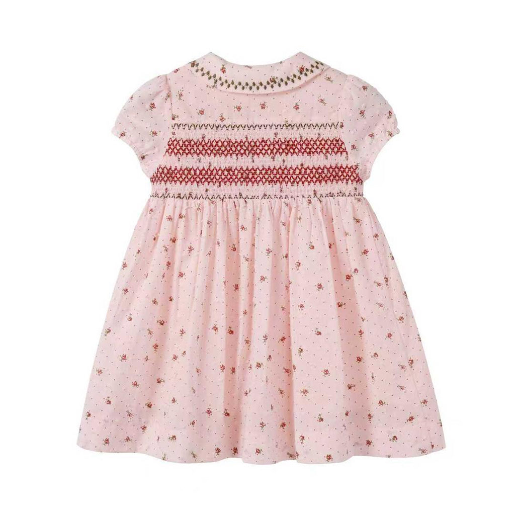 Nounelle Smocked Pink Dress 3/4 Sleeve | Buttons Bebe Nounelle Smocked Pink Dress 3/4 Sleeve | Buttons Bebe