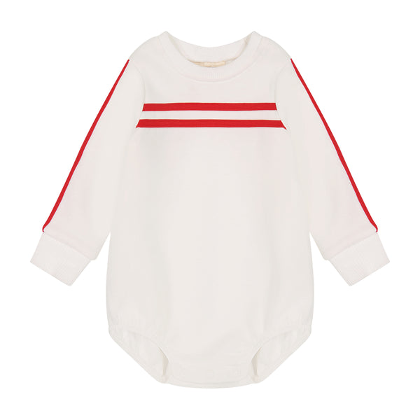 Zeebra Kids Ivory/Crimson Sweatshirt Romper