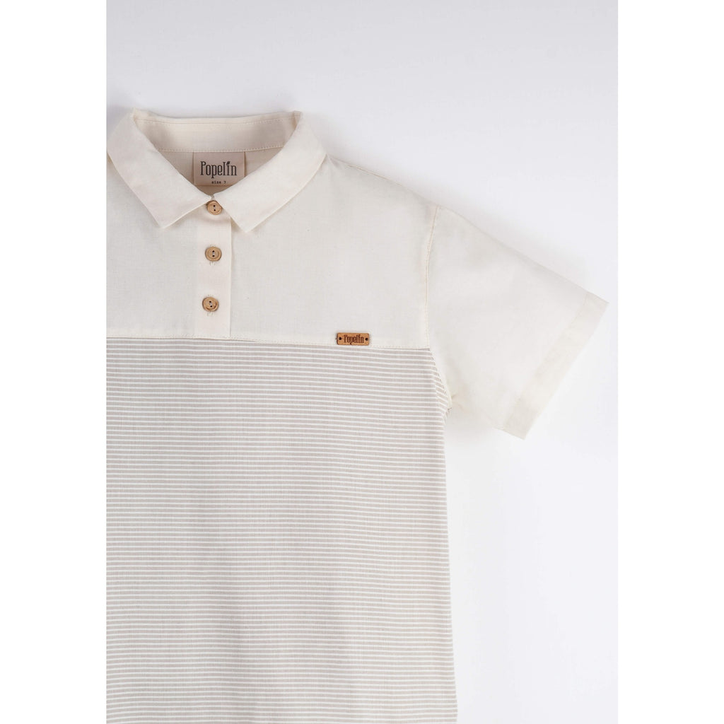 Popelin Sand Striped Contrasting Shirt (Mod.25.2) | Buttons Bebe 