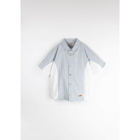 Popelin Navy Blue Striped Shirt With Side Panel (Mod.26.3)