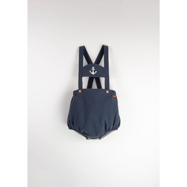 Popelin Navy Blue Anchor Motif Dungarees With Straps (Mod.9.5)