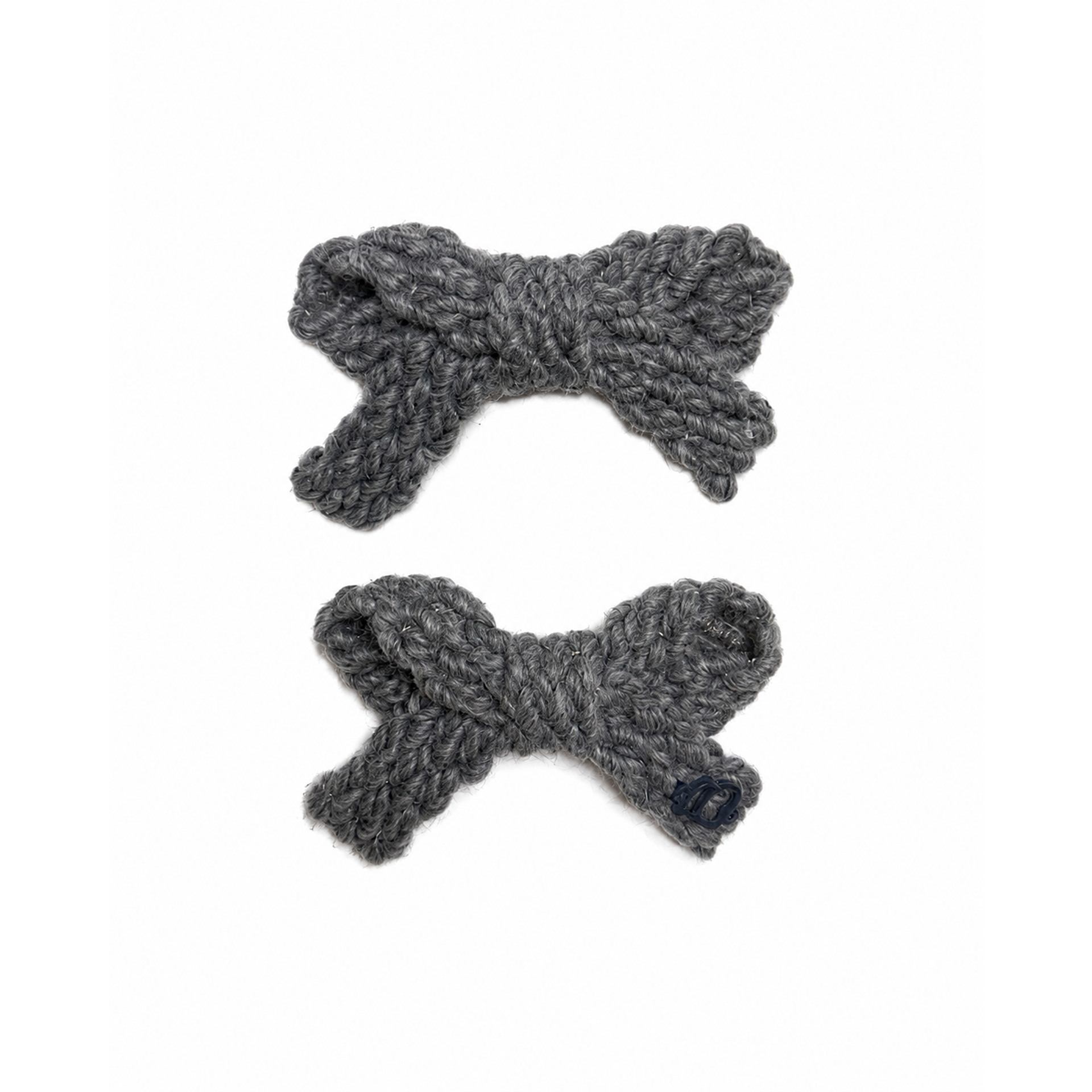 小物 Bow Bandeau Textured Wool Braid Gray Mini Bow Clip Set (Final Sale)