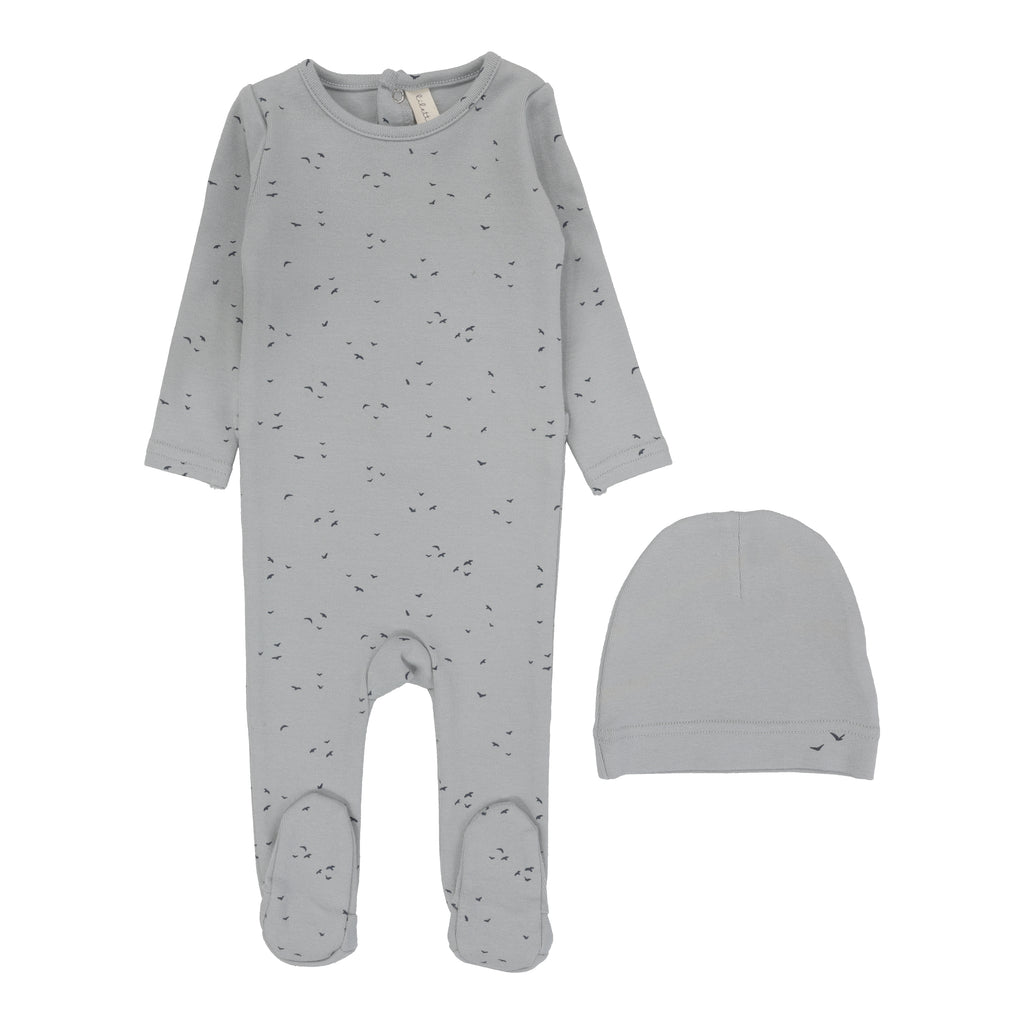 Lil Legs Printed Footie - Blue Windowpane main image 1
