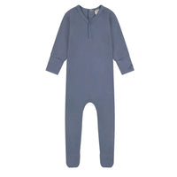 Zeebra Kids Slate Blue Henley Footie Pajamas