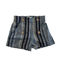 Noma Navy Wide Button Detail Striped Shorts