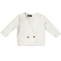 Belati Solid White Top Stitching Jacket (BJ1588)