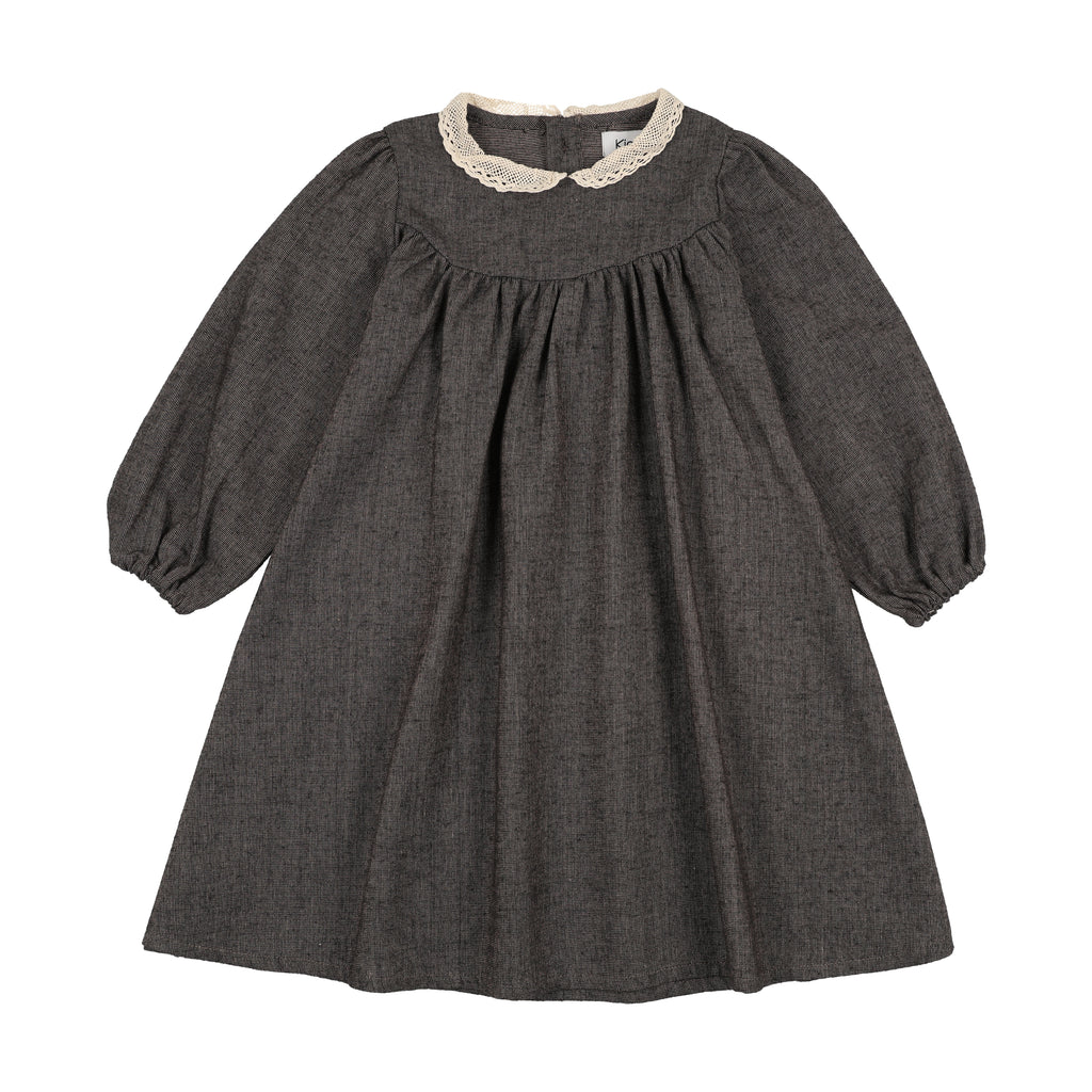Kin And Kin Grey Lace Collar Shabbos Dress (K300) | Buttons Bebe