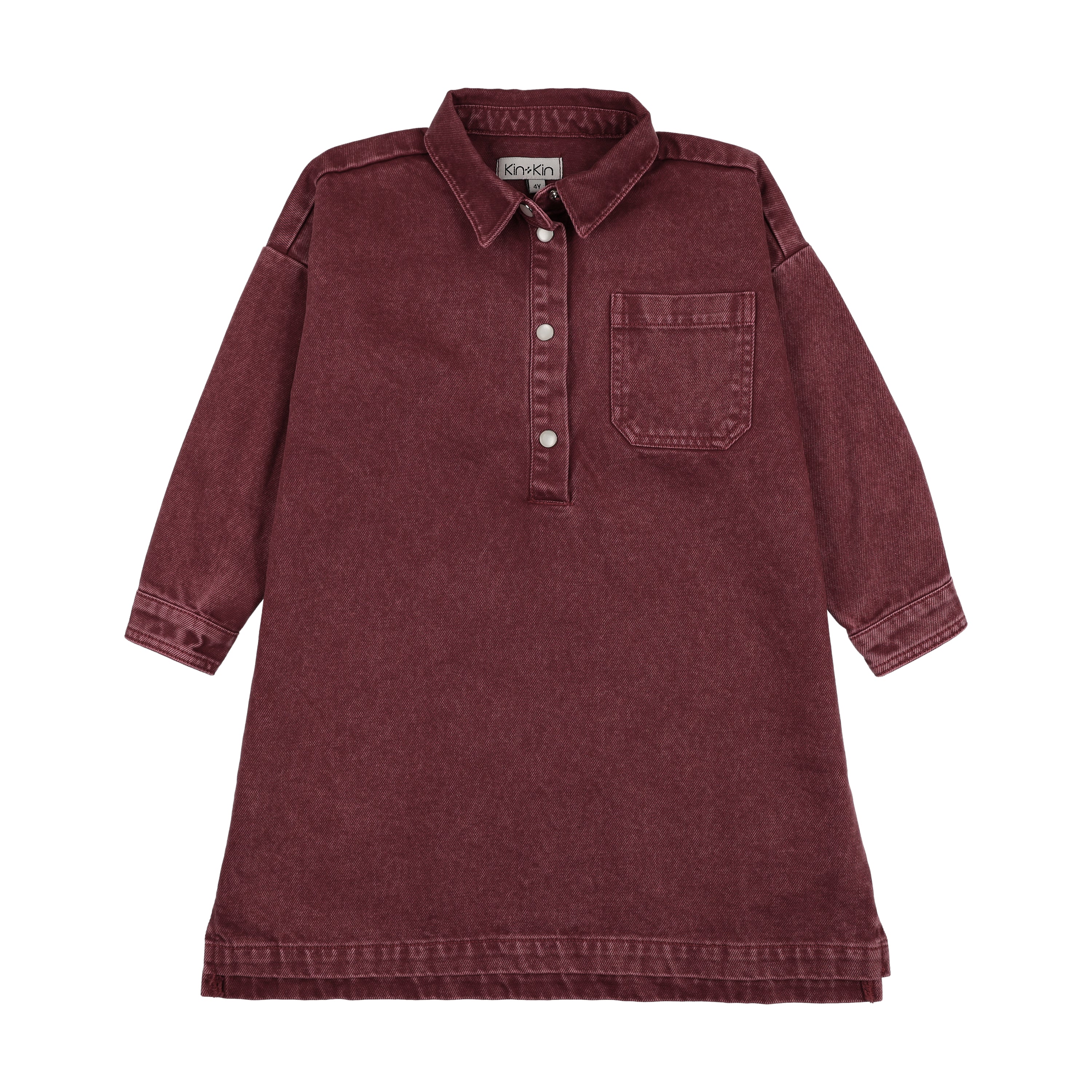 shirt dress burgundy Kin and Kin Washed mf:w_clothing_size:US4 Size:Male : UK 9.5 - EU 44 - US 10.5 round neckline Shirt Dress Technical Drawing,