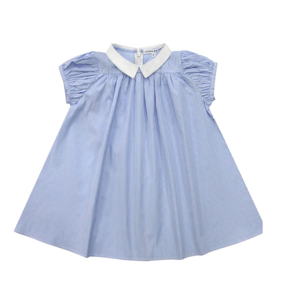 Little Parni Blue Stripe Girl's Collar Dress (K401)