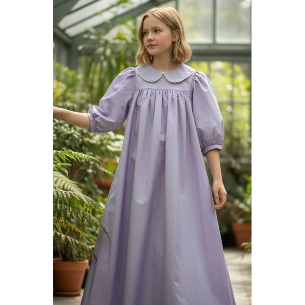 Jouet Lilac Gown With Crochet Trim Peter Pan Collar Jouet Lilac Gown With Crochet Trim Peter Pan Collar